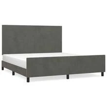 vidaXL Bettgestell Ohne Matratze, Dunkelgrau, 160x200 Cm, Samt - Grey - View 2