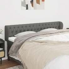 vidaXL Kopfteil mit Ohren dunkelgrau 203x23x78/88 cm Stoff - Grigio - Visualizzare 1