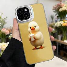 Funda de teléfono con diseño de pato bebé amarillo para iPhone funda protectora de color dorado con estampado de pato sosteniendo taza de café ideal para uso diario y regalos divertidos Aplicable a los teléfonos de la serie Apple y Galaxy - Blanco - Ver 7