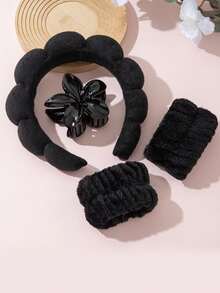 Women's New Sponge Cloud Headband - Made Of Soft High-Density Sponge And Breathable Fabric, With Wide Elastic Design And Non-Slip Silicone Lining, Adorable 3D Cloud-Shaped Headband Details, Available In Various Pink, Blue, White, And Beige Colors, Simple Solid Color Patterns With Exquisite Texture. Hair Band, Hair Hoop Hairband Beauty Home Hair Accessories - Multicolor - View 3