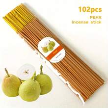 102pcs 6-Fruit Flavor Incense Sticks - Rich Fruity Aromas (Cantaloupe, Strawberry, Watermelon) 10.04in, Wooden Holder For Yoga, Meditation, & Hydrotherapy Decor - Ideal Home & Party Gift, Meditation Accessory, Vibrant Sticks, Wooden Construction - 102顆梨 - 查看 8