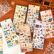 2 szt./opakowanie naklejek z kotami, urocze naklejki ze zwierzętami, naklejki do scrapbookingu DIY, odpowiednie do dzienników, rękodzieła, etui na telefony, notatników, dekoracji toreb - Wielokolorowe - Zobacz 3