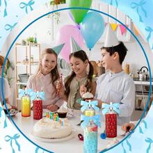 D24 Pcs Blue Bow Plastic Cups Coquette Bow Aesthetic Cup With Lids And Straws 14 Oz Reusable Cute Bow Plastic Tumbler With Ribbon Bow For Women Birthday Bridal Shower Wedding Party Plies - 藍色 - 查看 5