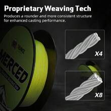 Braided Fishing Line Merced, 1000 500 300 Yards Braided Line 4 8 Strands, 6-200LB - Proprietary Weaving Tech, Thin-Coating Tech, Stronger Smoother For Freshwater Saltwater,31253794 - 黃色 - 查看 2