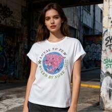Camiseta de algodón 100% - Suave y transpirable para uso casual, vacaciones, diario, viajes, aeropuerto, verano - Azul - Ver 1