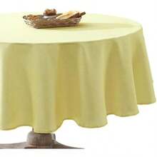 - Mantel Decorativo, Resistente a Las Arrugas y Las Manchas, Repelente Agua, Tela de poliéster Lavable de fácil Cuidado para Comedor, Cocina, día Festivo y Fiestas, 60 x 102 Pulgadas,(177.8 cm (Redondo) Amarillo) - Multicolor - Ver 1
