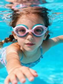 儿童防雾高清泳镜（1副），防水防雾高清专业潜水镜，游泳装备 - 泳镜，适合3-16岁儿童游泳和潜水 - 彩色 - 查看 4