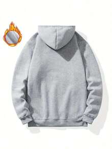 Sudadera con capucha con cordón y estampado de letras para hombre, para otoño - Gris - Ver 7
