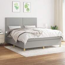 vidaXL Boxspringbett Mit Matratze, Hellgrau, 180x200 Cm, Stoff - Grey - View 1