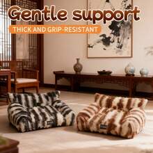 1pc Large 75x55cm/29.53x21.65in Cat Bed Dog Bed, Pet Sofa Bed With Removable Plush Lining, Soft Cat Sofa Cat Bed Pet Supplies - Coffee Brown - View 8