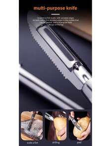 3pcs Stainless Steel Fish Scale Scraper Set, Manual Fish Scaler, Descaler, Fillet Knife Kitchen Tools