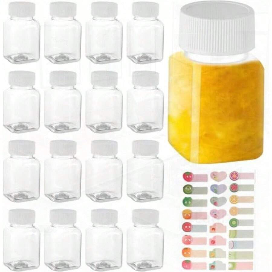 3.5oz Plastic Juice Bottles With Caps 16Pcs 100ml Square Juice Bottles Reusable Clear Leak Proof Small Bottle  Milk Coffee Liquid Fillable Bottles For Smoothie Juice Ginger Beer - Trong suốt - Xem 1