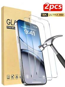 2pcs Tempered Glass Screen Protector, High Definition, Waterproof, Durable, Edge Anti-Shattering, Compatible With Apple 7/8/X/XS/11/12/13/14/15 Pro Max/16 Pro Max/16 Plus/16/16e/17/17 Air/17 Pro/17 Pro Max