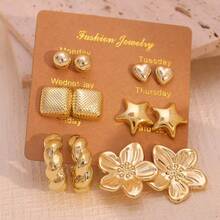 6 Pairs Fashionable & Versatile CCB Material Flower, Teardrop, Butterfly, Star Shaped Earring Set, Suitable For Festivals, Gatherings, Parties, Vacations, Daily Wear - Multicolor - View 7