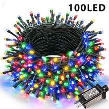 1 Pack Of 100ft 300 LED Outdoor Christmas Lights, Multi-Color Christmas String Lights With 8 Modes, Waterproof, Green Line Flashing Tree Lights Suitable For Indoor, Home, Garden, Patio, Christmas Party Decorations. - 美規A型插(110-127V) - 查看 10