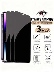 3pcs Anti-Glare Tempered Glass Screen Protector, Compatible With IPhone 11-17 Series - Black - View 28