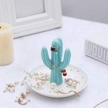 Conch Shape Jewelry Dish Ceramic Holder Ring Trinket Tray, Ocean - Themed Decorative Trinket Dish, Suitable Mother Friend Sister, Gifts Women, Home Decor Trinket DishSea Blue - Cactus - 查看 4