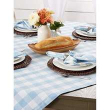 DII Buffalo Check Collection, Mantel clásico de Granja, Redondo de 70 Pulgadas, Azul Claro y Blanco(101.6 x 101.6 cm (Cuadrado) Azul claro y blanco) - Multicolor - Ver 6