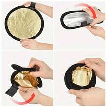 五合一圆形反光板，可折叠，摄影补光板，柔光罩配件，多碟户外照片背景道具，适用于冬季假期、旅行、影棚和户外补光、直播、摄影、旅行Vlog、视频录制、网红内容等。 - 彩色 - 查看 7