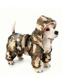 Camouflage Pet Raincoat Double-Layer Raincoat Suitable For Autumn And Winter Waterproof, Snow Proof, Warm, Cat And Dog Universal - Multicolor - View 1