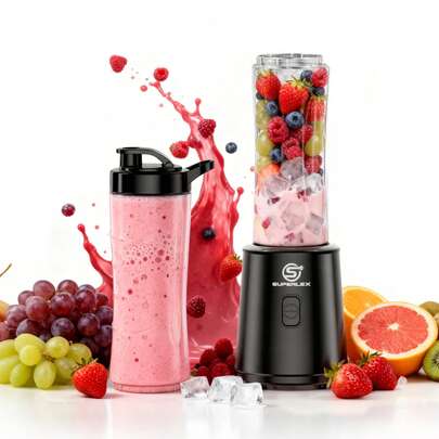 SUPERLEX This Portable Juice Blender Features A 1.1L Electric Ice Crusher And A Centrifugal Juicer With Stainless Steel Blades For Easy And Convenient Cleaning. It Also Comes With A Versatile Portable Juicer With A Built-In Juice Separator, A Drip-Proof Grinding Juicer, And A Protective Juicer Specifically Designed For Citrus Fruits, Ensuring A Protetc And Worry-Free Juicing Experience. Its Non-Slip And Stable Base, Along With Its Simple, Easy-To-Clean Design, Makes It Ideal For Creating Healthy Family Drinks. Suitable For A Variety Of Fruits And Vegetables, This Machine Is Perfect For Home, Travel, And Office Use, Or As A Thoughtful Gift For Friends And Family-Fresh Juice Nourishes The Body And Mind, Contributing To A Healthy Lifestyle!
