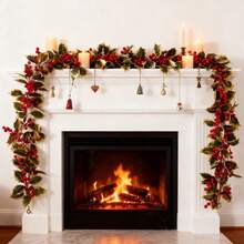 Christmas Garland with Berries Realistic Decorative Holiday Artificial Vines - Multicolor - Ver 4