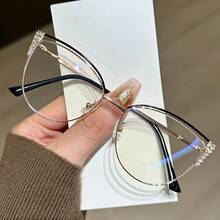 Stylish  Glasses - Large Frame, Oval Fashion Eyewear For All Face Shapes, Eye Protection Accessories - Pink Gold - View 3