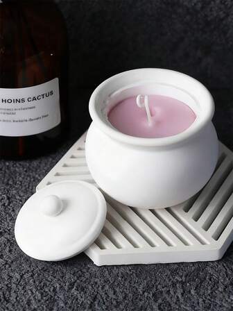 DIY Circular Concrete Candle Jar Silicone Mold Jewelry Storage Box With Lid Epoxy Resin Plaster Craft Mould Handmade Flowerpot Cement Molds