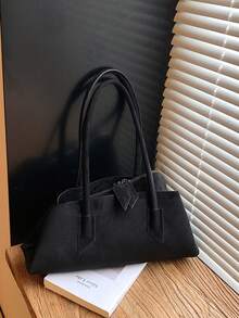 2025 New Vintage Niche Design Asymmetrical Geometric Suede Handbag, Large Capacity Commuter Versatile Shoulder Underarm Bag, Fashionable Tote