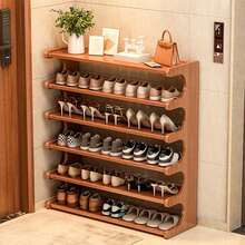 Senmeo Brown 4/5/6-Tier Shoe Storage Cabinet - Wood Grain Space-Saving Freestanding Rack, Easy To Assemble For Dorm & Entryway - Tầng 5 - Xem 2