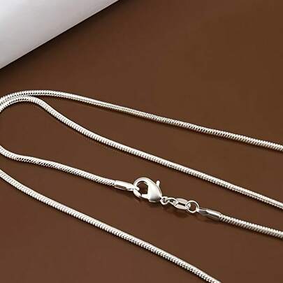 40-75cm 925 Sterling Silver Plated Solid Snake Chain Necklace For Men Women Fashion Jewelry For Pendant