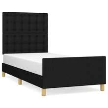 vidaXL Bettgestell Mit Kopfteil Schwarz 90x190 Cm Stoff - Black - View 2