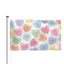 バレンタインデーガーデンフラッグ カラフルなハート文字プリント 両面バナー 庭 屋外装飾用 - スカイブルー - チェックする 6