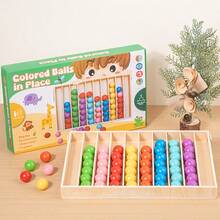 3-6 Years Old Kids Wooden Colorful Ball Sorting Game, Color Categorization Cognitive & Hands-On Ability Training, Sorting Toy, Christmas Gift - Multicolor - View 5