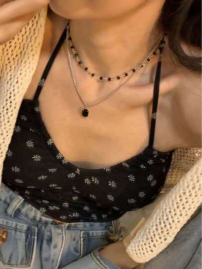 2件套复古哥特朋克风星形十字项链，女士项链，朋克项链，首饰套装，波西米亚风星形十字项链