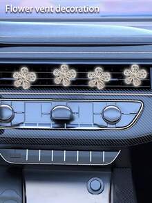 4 pièces 5 pièces Clip de décoration de bouche d'aération de voiture pour femmes avec cristaux de flocons de neige en métal brillant et strass. Cadeau de Noël pour la décoration intérieure de voiture