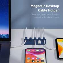 Magnetic Cable Management, Silicone Cable Clamp, Desktop Multi-Purpose Wire Holder, 5 Clips For USB C Micro - Multicolor - View 4