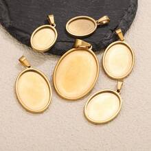 5 đế mặt dây chuyền đá quý nhiều kích cỡ bằng thép không gỉ mạ vàng 18K, phụ kiện làm trang sức DIY, thích hợp cho trang sức thủ công của nữ, đeo hàng ngày. - Mặt dây chuyền hình bầu dục - Xem 3