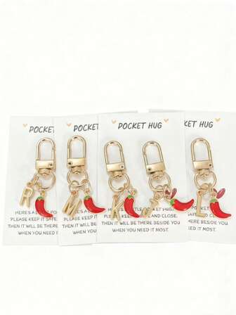 Personalized Chili Pepper Pendant, Customizable With Letter, Gift Message/Love Note, Keychain, Bag Charm, Teacher's Day Gift, Car Accessories, Backpack Hanging Decor, Cute Gothic Y2K Halloween Accessories, Teacher's Day ID Card Lanyard, Car Accessories, Bag Charm, Christmas Car Accessories, Creative Gift For Friends And Sisters