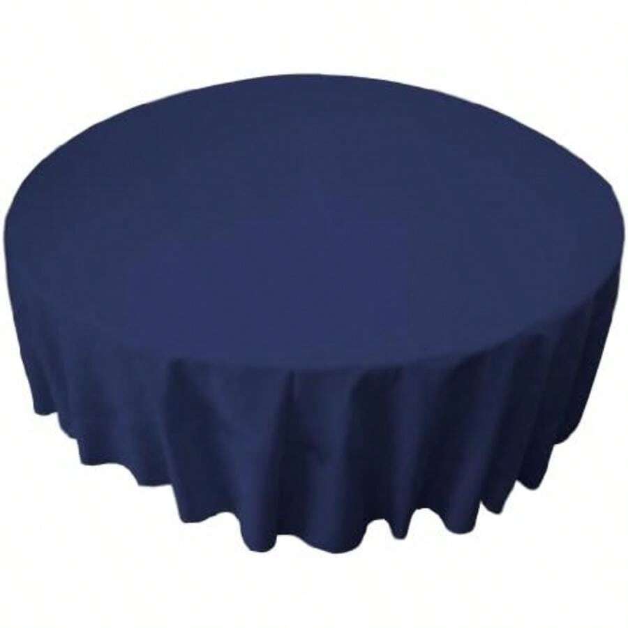 LA Lino poliéster Popelina Mantel Redondo, 129,54 cm,(182.9 cm (Redondo) Marino) - Multicolor - Ver 1