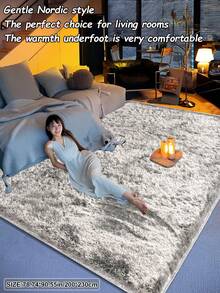 1 tấm thảm phòng khách phòng ngủ sang trọng mới mùa thu/đông, thảm lông xù màu xám bạc bóng được nâng cấp, thảm trang trí phòng mềm mại, dày và mịn, quà tặng cho ngày lễ, trang trí màu trơn cho phòng khách, phòng ngủ, phòng làm việc, hành lang, cách âm và dễ bảo trì, phù hợp với mọi mùa - Bạc Xám - Xem 14