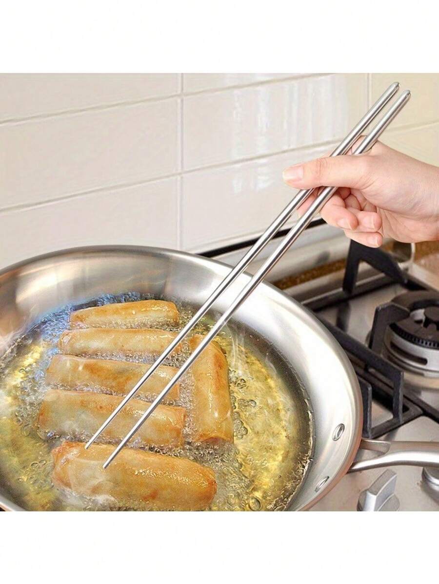 Lengthen Chopsticks Stainless Steel Reusable Japanese Sushi Sticks Korean Hot Pot Noodles Frying Tableware Chinese Chopsticks