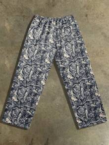 Men's Fashionable Street Y2K Style All-Over Camouflage Print Lightweight & Comfortable Casual Pants, Men's Loose Straight Leg Joggers, Outdoor Retro Loose Long Camouflage Print Sweatpants, Essential Item, Loose Pants, Men's Camo Pants, Loose Camo Pants, Camo Joggers, 2000s Style, Suitable For Rave Parties, Essential Item - Grey - View 3