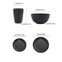 Black Reusable Tableware Set, Plates, Bowls, Cups, Durable, Suitable For Home Kitchen, Dining Room, Camping, Outdoor - Black - View 3