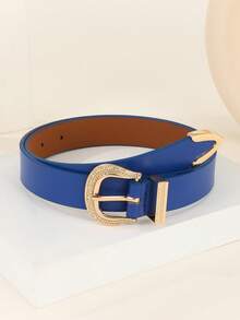 1pc Gold Pin Buckle Versatile Women Waist Belt Summer, School Fall, Autumn, Halloween - Blue - View 9