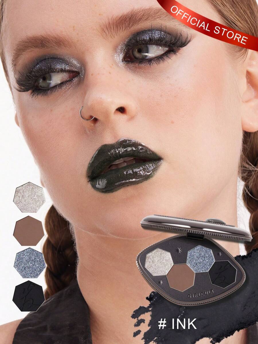 GIRLCULT Illusion Eyeshadow Palette #51 Ink | Multi-Texture, Create Different Makeup Effects | 4 Colors, Including Multi-Color, Matte And Shimmer | 3.6g (0.13oz), Gift - #51 Ink - View 1
