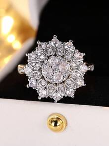 Tsnamer 1枚精致粉色花朵造型立方氧化锆戒指，适合女性、女孩，可作为订婚、周年纪念、日常佩戴、情人节、生日礼物等。 - 雪花戒指 - 查看 11