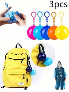 Random Color Disposable Raincoat Keychain, Portable Emergency Raincoat Poncho, Suitable For Hiking And Camping, Unisex Plastic Raincoat, Disposable Raincoat, Compressed Thickened Waterproof Spherical Raincoat, Convenient For Outdoor Travel, Sports, Fishing, Camping, Cycling And Other Outdoor Activities. - Multicolor - View 1