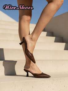 Giày cao gót hở mũi, giày cao gót hở mũi, thiết kế gợi cảm và thanh lịch, phù hợp cho những dịp đặc biệt - màu nâu - Xem 7