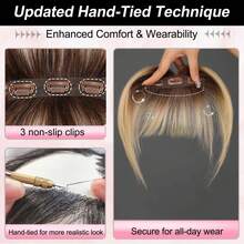 360° Clip-On Air Bangs Hair Extension, Suitable For Women With Sideburns, 3 Secure Clips, Full Bangs - SP24/613 - View 6